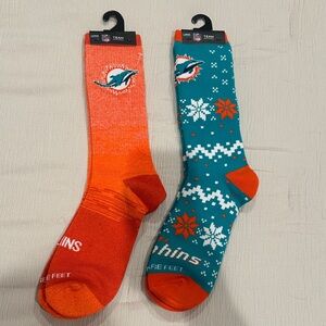NFL Orange and Teal Dolphins Socks